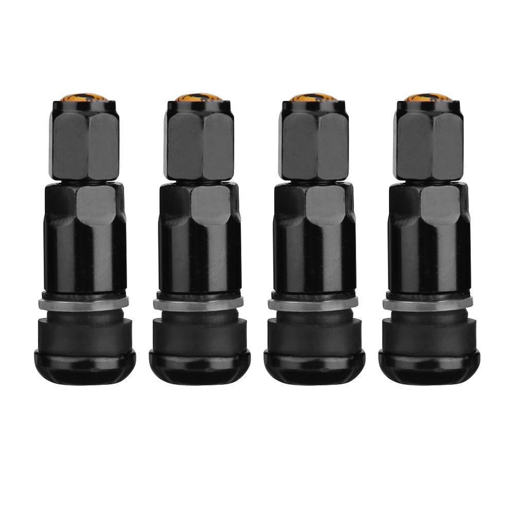 Válvula de rueda neumático sin tubo Universal de Metal para motocicleta de 4 uds, tapas de vástago de aleación de aluminio para neumáticos, vástagos de válvula de aire, accesorios para automóviles: Negro