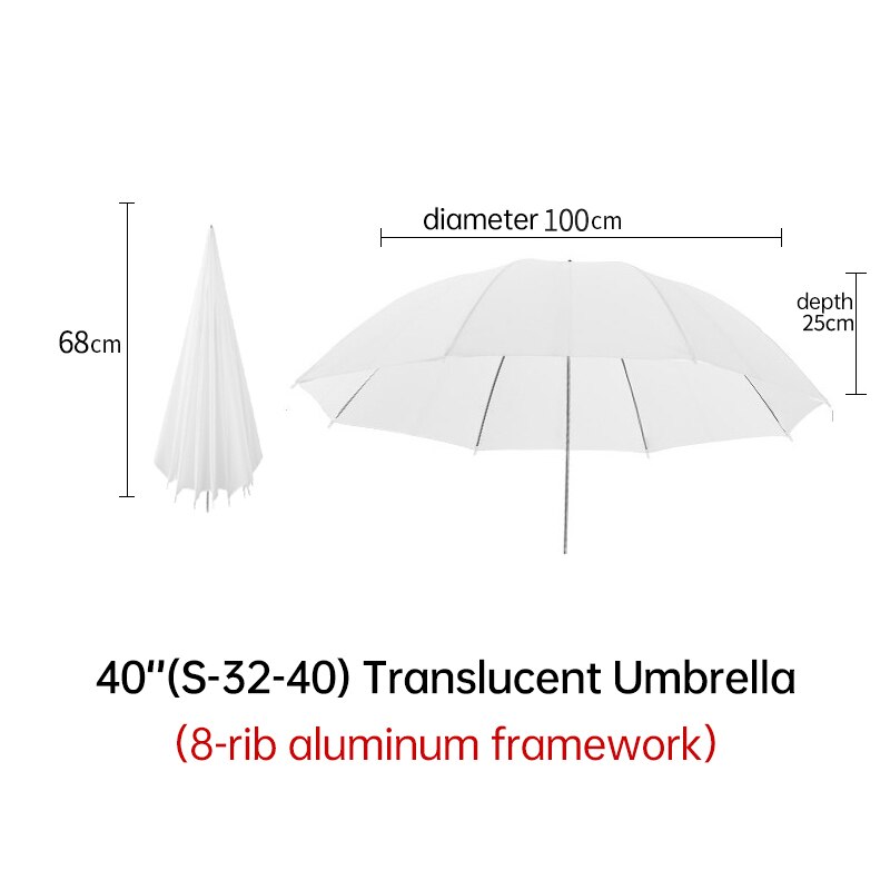 Paraguas suave translúcido blanco JINBEI 80cm/31 ''100cm/39'' 150cm/59 ''paraguas reflectante de luz para fotografía de estudio: Negro