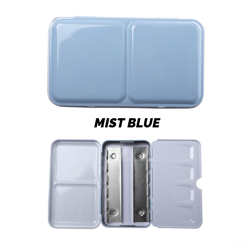 Bianyo Aquarel Half Pan Tray Blikken Doos Lege Refil Water Kleur Palet Schilderij Verf Lade Voor Kunstenaar Schilderen Leveringen: Mist Blue