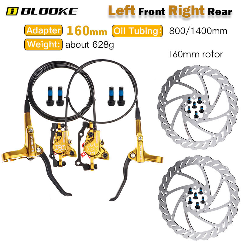 BLOOKE Mountain Bike Oil Brake M620 Hydraulic Disc Brake Caliper Suitable for Bicycle 160mm Brake Disc Aluminum Alloy Pads Parts: 160 L-F R-R rotor