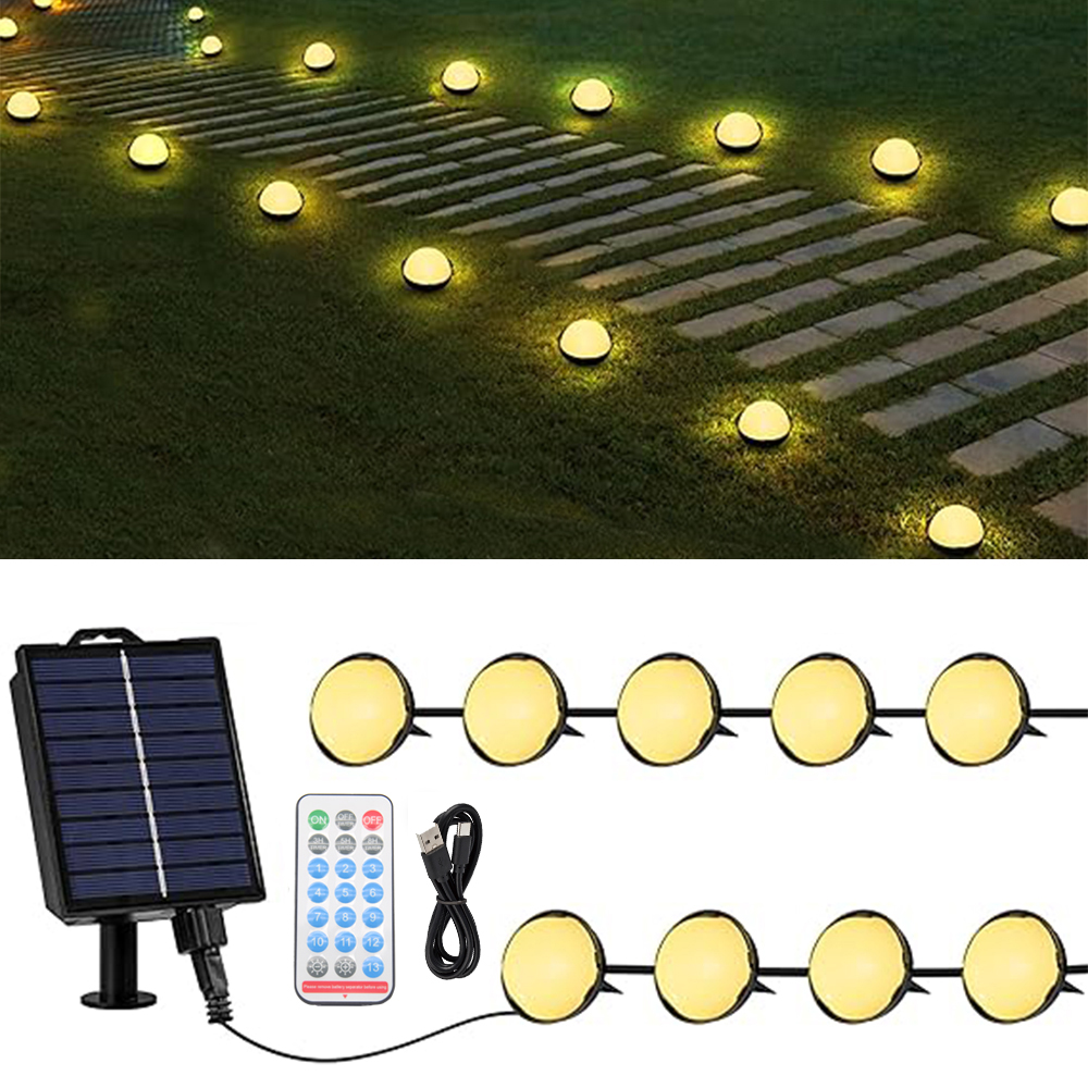 Solar Outdoor Landscape Lighting 25 LED 10M Pathway Lights with Remote for Patio Pathway Lawn Yard Driveway Walkway Driveway: changeable