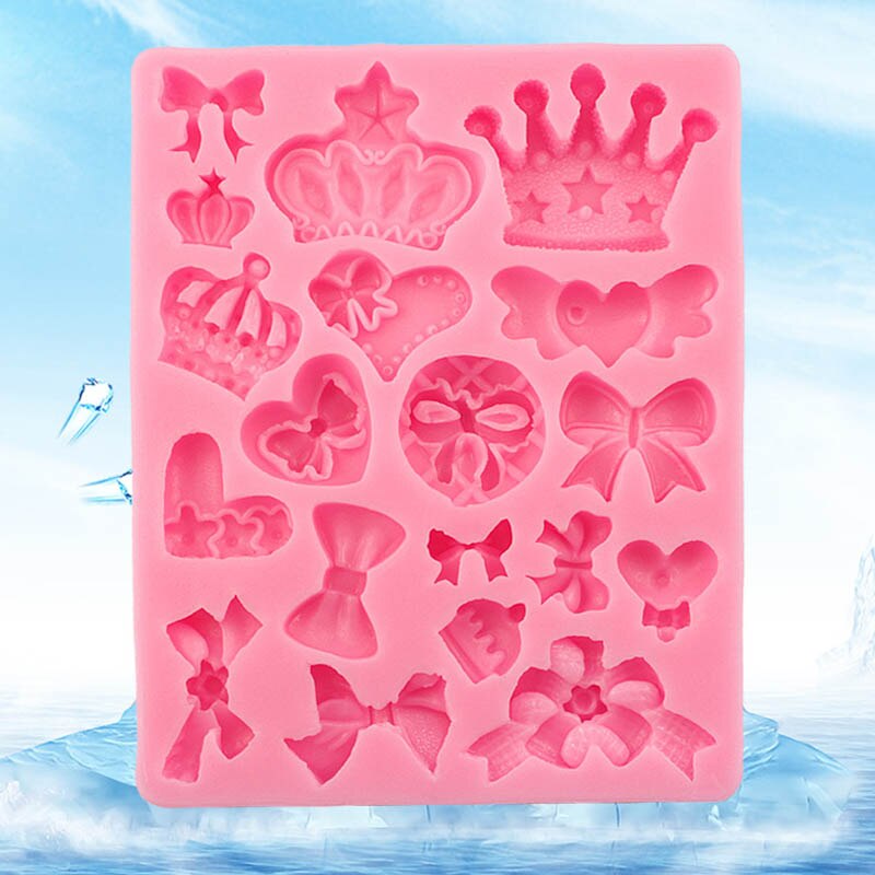Muchos corona bowknot forma 3D fondant molde de silicona para pastel para moldes de arcilla polímeros cocina pastel de chocolate Hacer Dulces herramientas