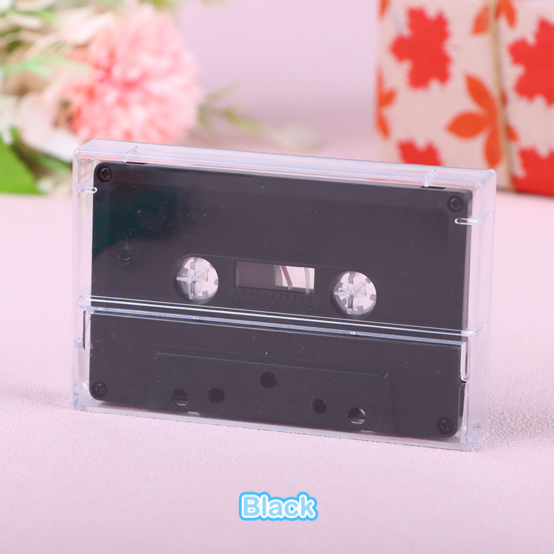 1Set Standard Cassette Color Blank Tape Player With 45 Minutes Magnetic Audio Tape Clear Storage Box For Speech Music Recording: Blue