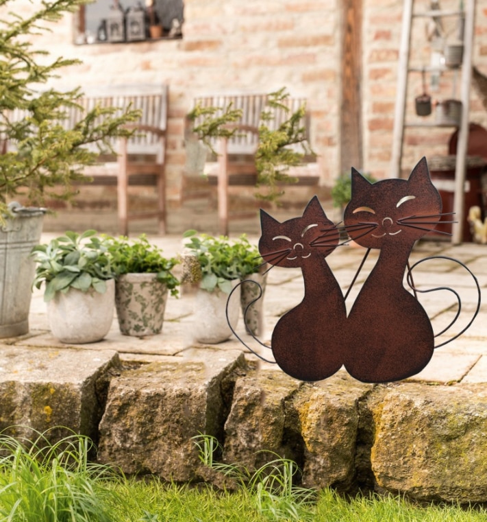 Europese stijl smeedijzeren vintage tuin ornamenten, villa roest retro twee kitten ornamenten