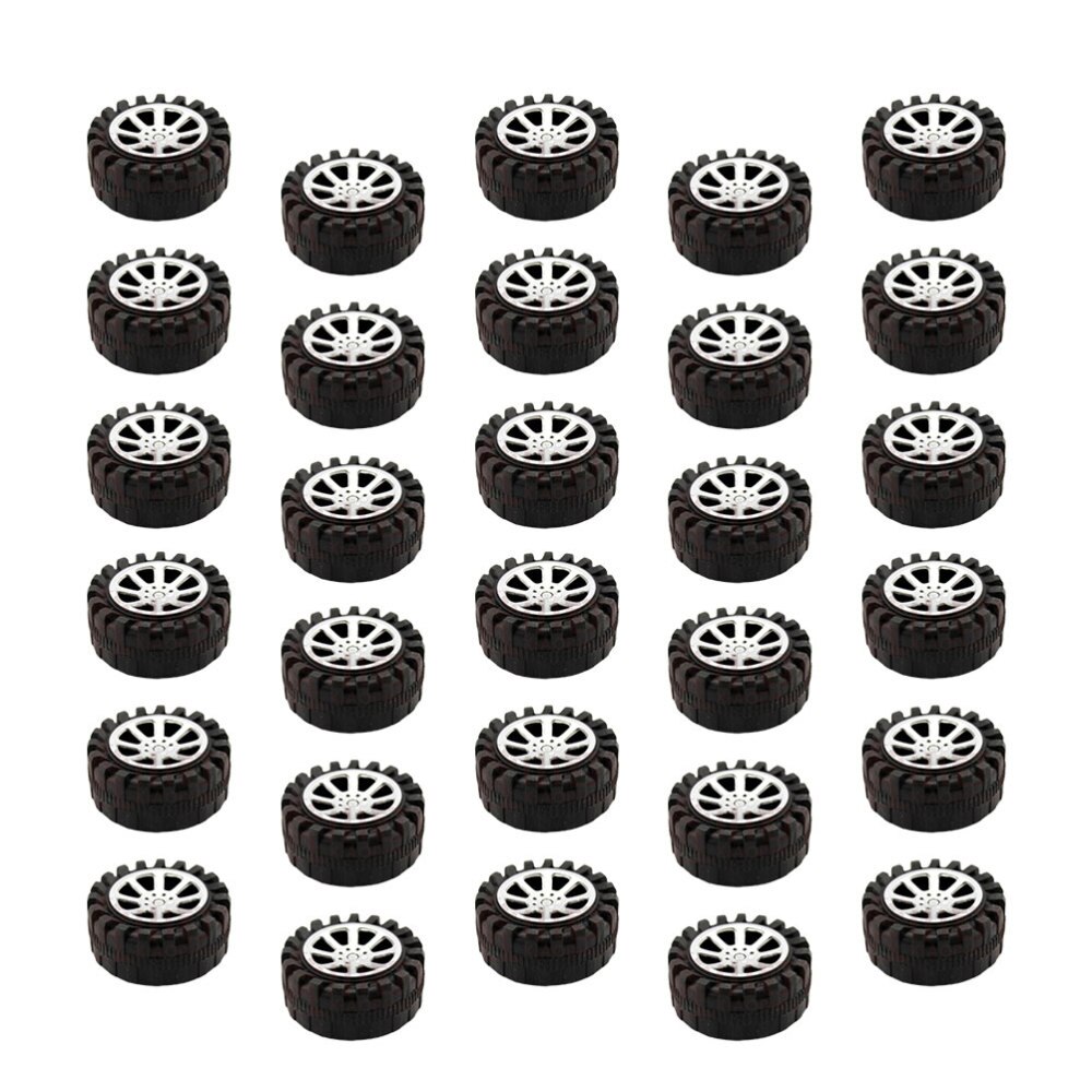 30 Pcs Wheels Model Decorative Durable Wheels DIY Painting Adornment Car Acessories for Kids DIY Craft