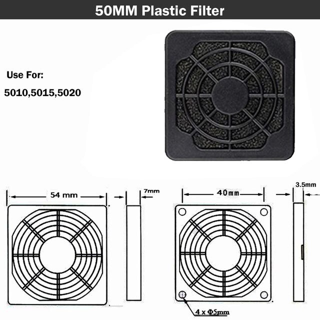 Case Fan Stoffilter Cover 120Mm Grille Pc Computer Stofdicht 12Cm 90Mm 80Mm 60Mm 50mm 40Mm 3D Printer Cooling Cooler Mesh Netto: 5CM