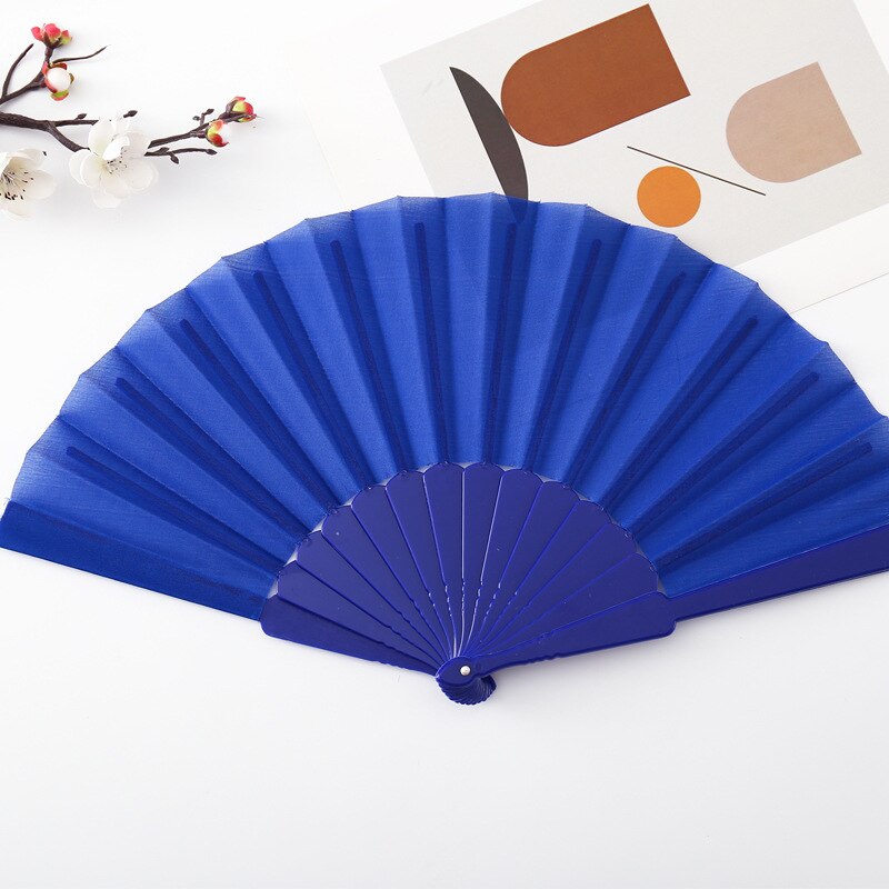 1Pc Craft Fan Plastic Bone Fan Zijde Doek Leeg Vouwen Fan Chinese Stijl Dance Fan Pure Kleur Taichi Fan vlakte Ochtend Oefening: 10