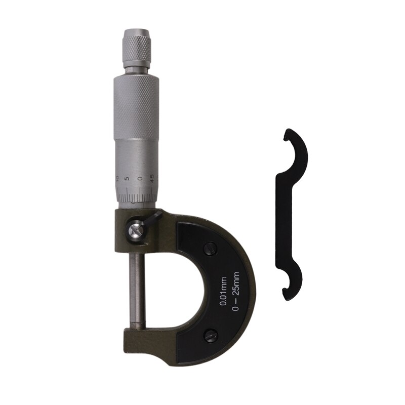 Høj præcision 0-25mm 0.01mm metrisk mikrometer caliper værktøj med udvendig diameter med miniature skruenøgle: Default Title