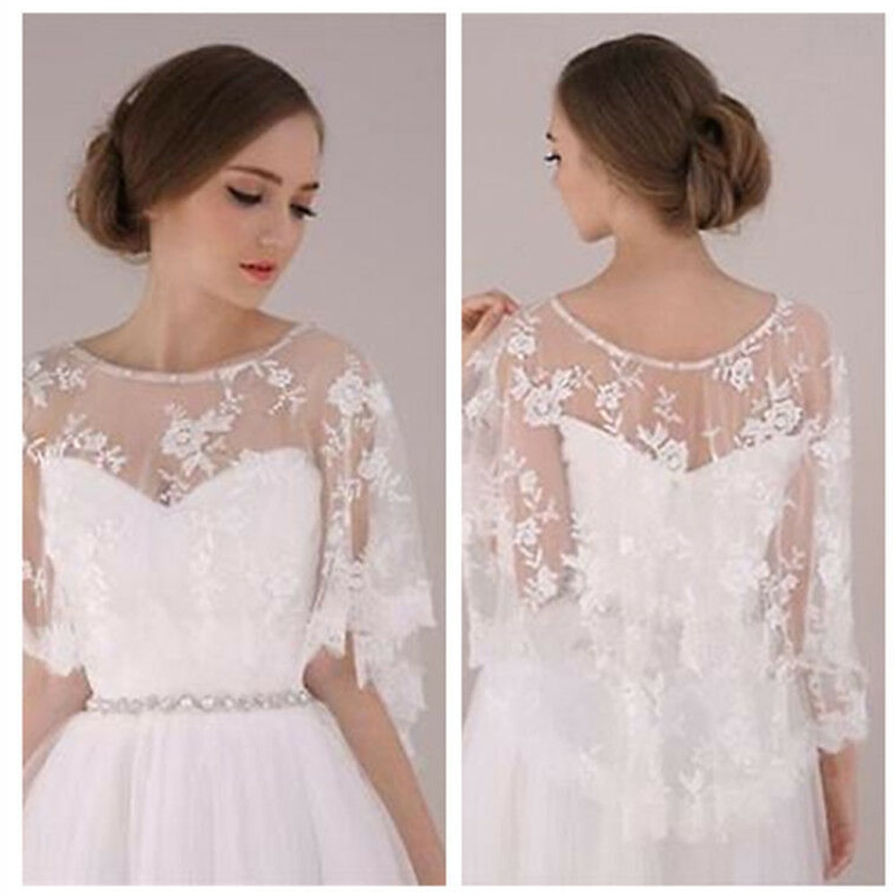 Dentelle mariée boléro veste pour mariage Bridemaids robes soirée manteau court enveloppe