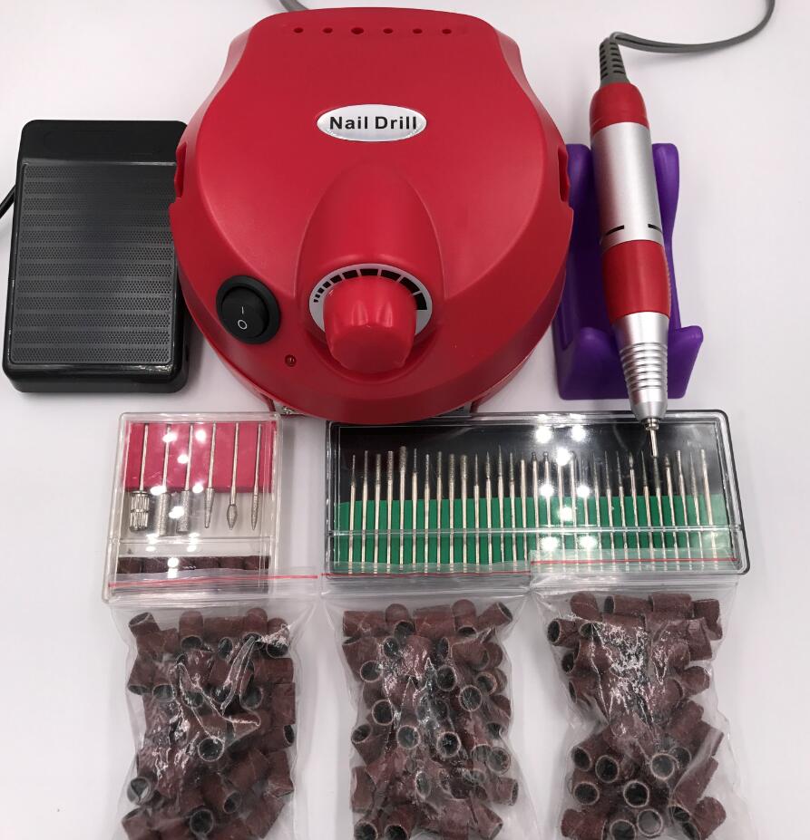 30000 RPM Pro Electric Nail Art Boor File Bits Machine Manicure Kit Professionele Salon Thuis Nail Gereedschap set: RED