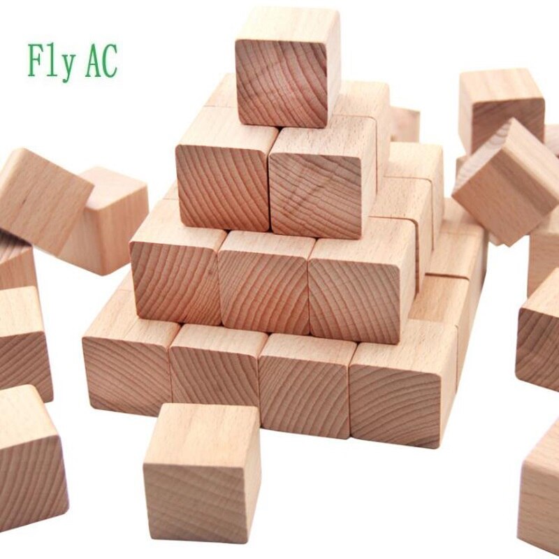 36 pcs/set Beech Cubic Brick Game 4cm Cubes DIY color Blocks Wooden Educational Toys For Baby Children