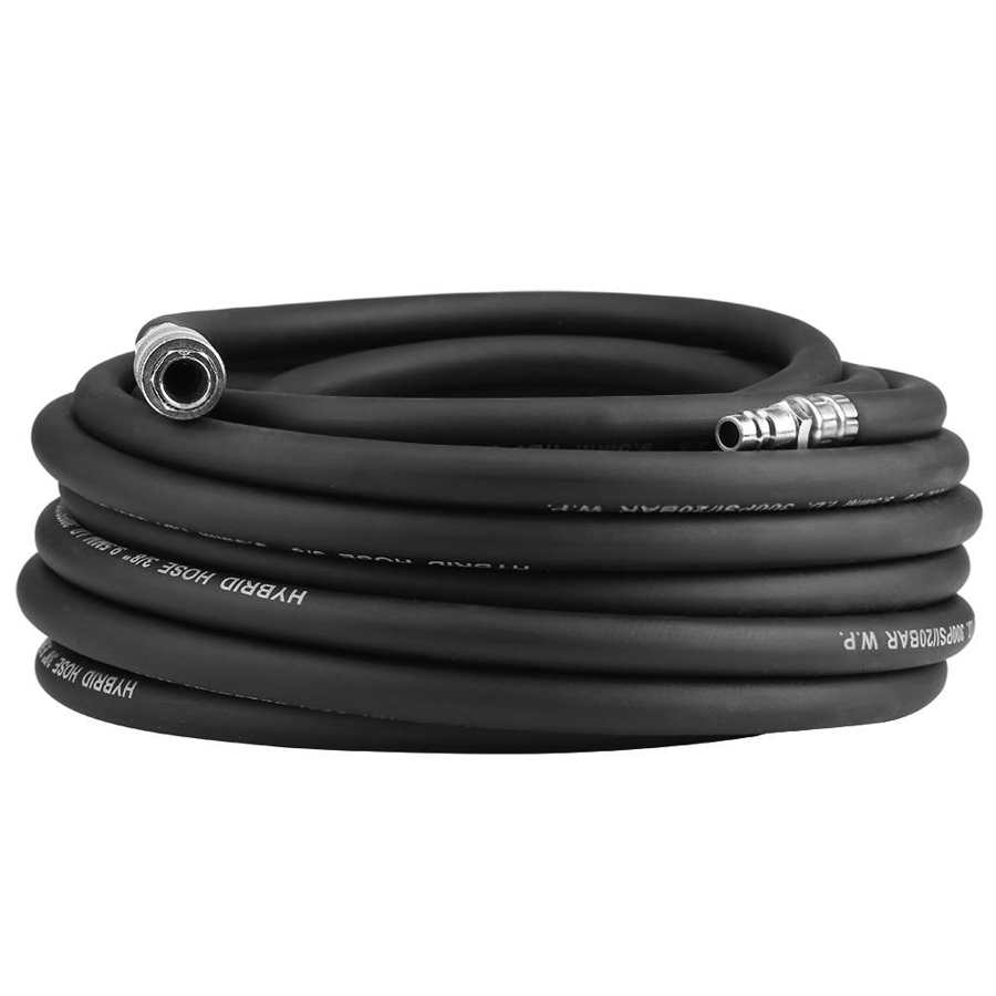 15m Flexible Rubber Air Hose Kit 1/4in Quick Release Connector Air Compressor Hose Accessories Set With 5Pcs Pneumatic Fittings