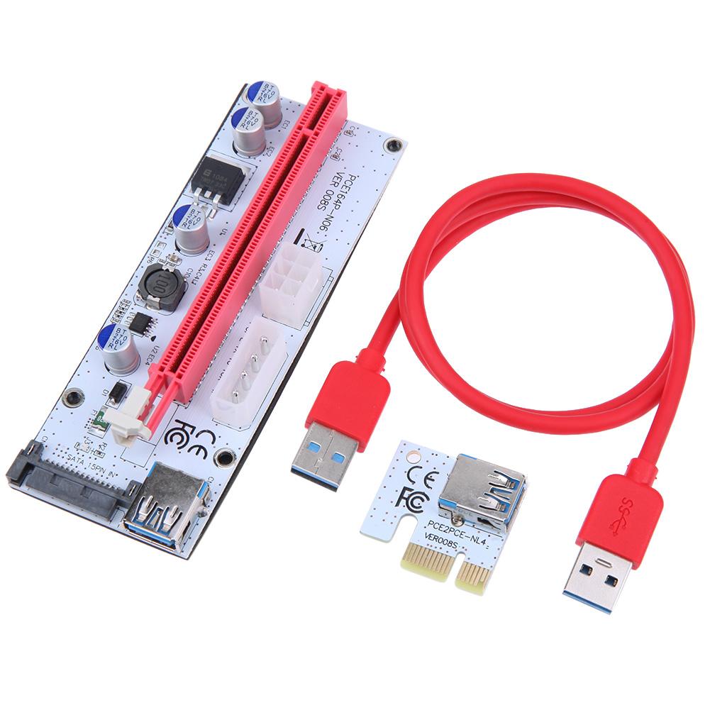 60Cm Pcei Riser Card PCEI64P-N03 008S Pci-E Riser PCI-1X Om 16X USB3.0 Adapter Card Verlengkabel Voor Btc mining Miner