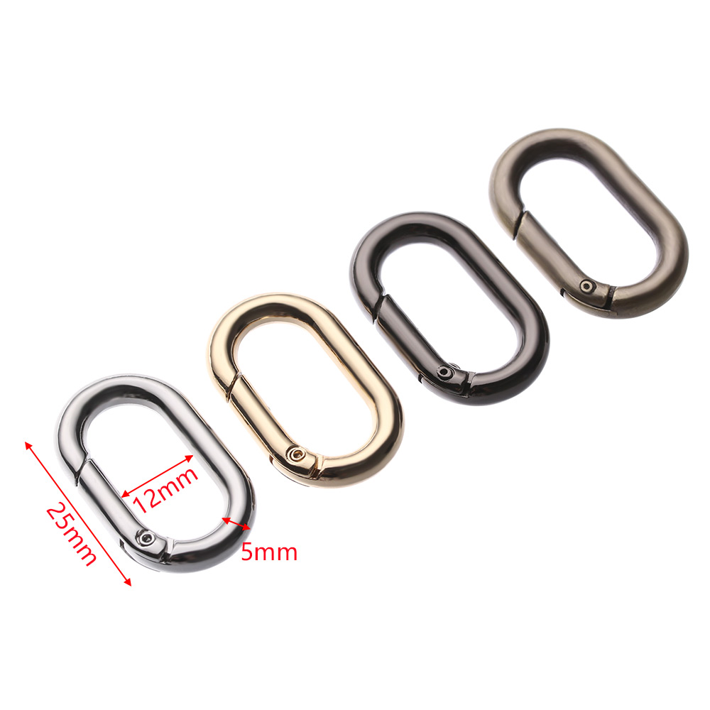 1PC Zinc Alloy Handbag Buckle Plated Gate Spring Oval Ring Buckles Clips Carabiner Purses Snap Hooks Carabiners Bag Accessories