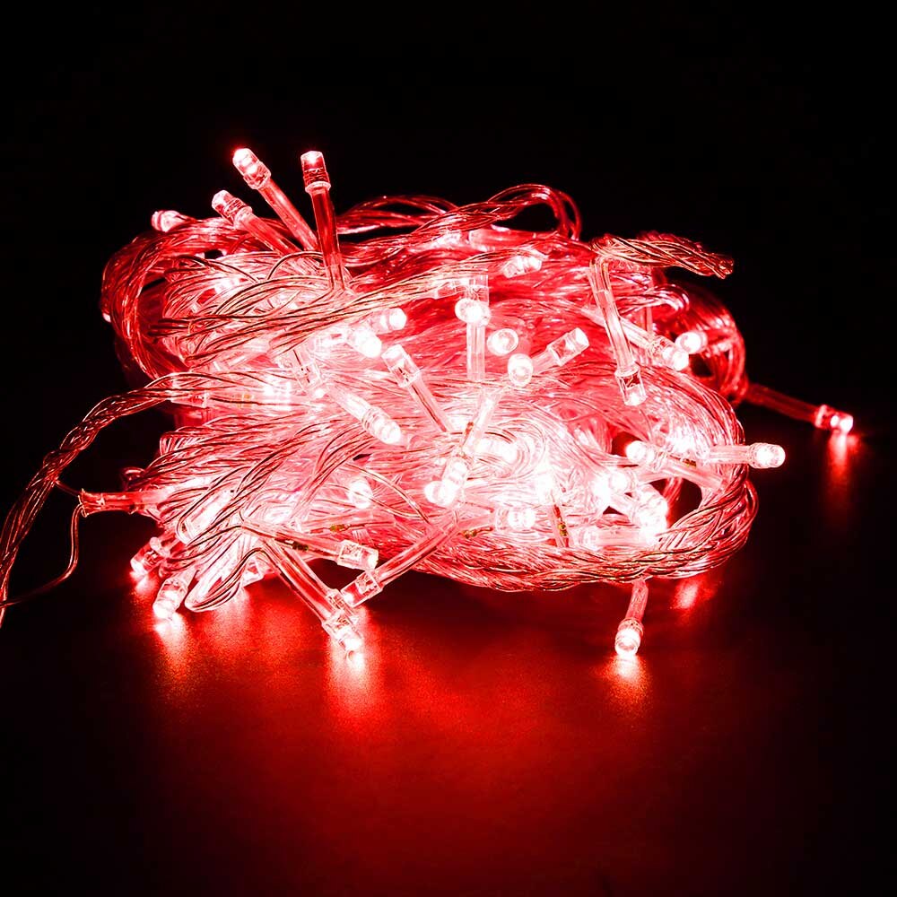 10Meter Led String lights 100Leds with Controller for Christmas tree House courtyard Party Garden Decor 110V/220V Q: Red / 110V US Plug