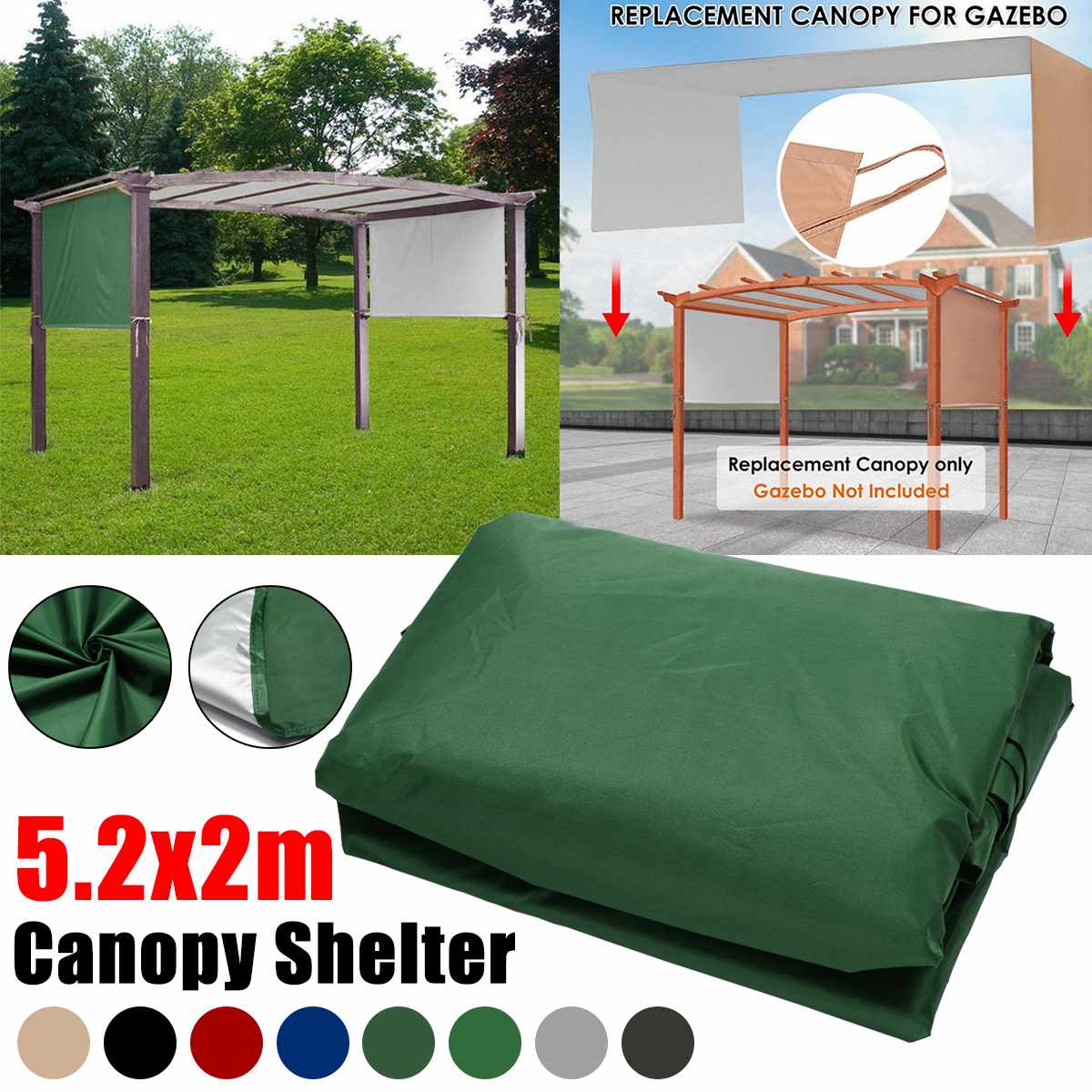 Sun Shade 17x6.5Ft Pergola Canopy Replacement Cover Outdoor Yard Patio Tan 1 Canopy Shelter(Not Included Other Stuff)