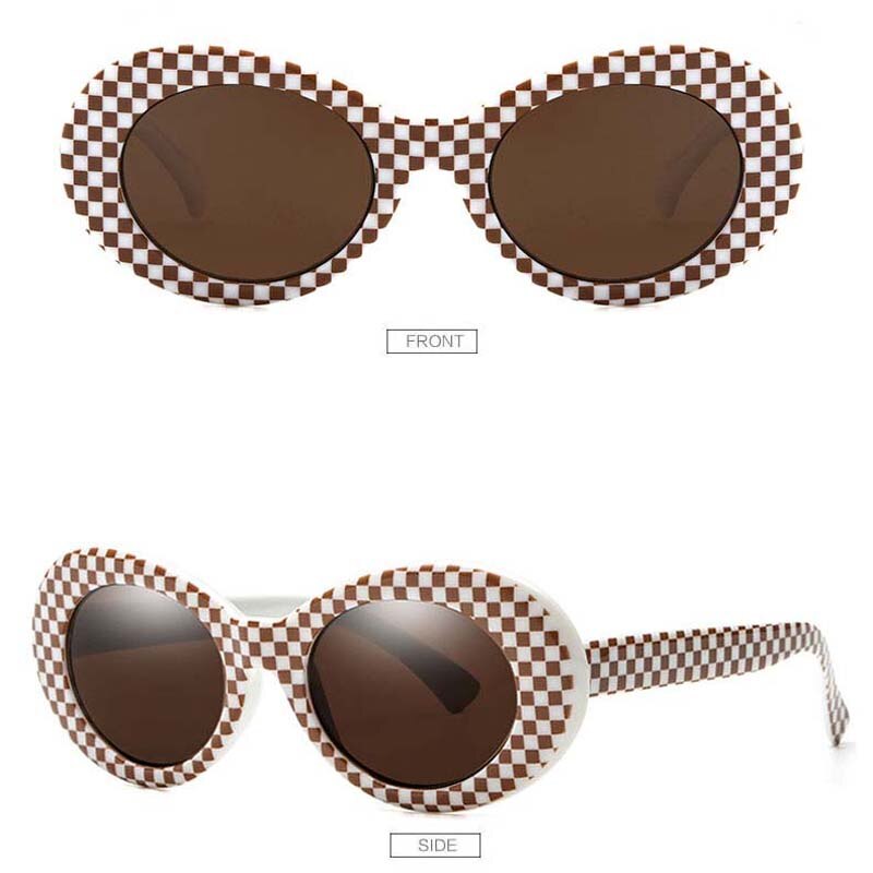 Frauen Schlagkraft Brille Gläser Männer Sonnenbrille Weiblich Männlich Oval Sonnenbrille Schwarz Weiß verrotten Brillen UV400: Tee Netz Rahmen