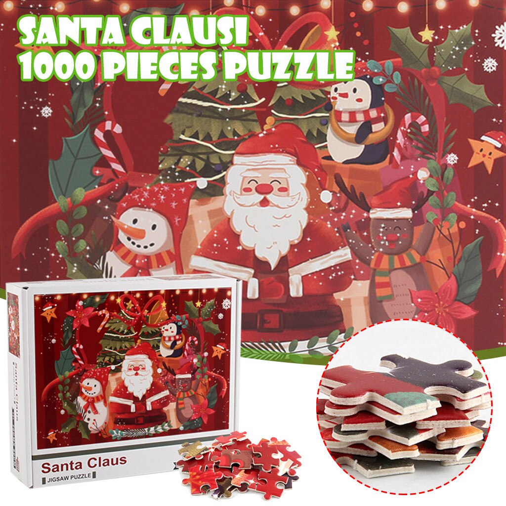 Houten Kerst Puzzel 1000 Stuk Puzzel Kerstman Verdikte Papier Puzzel Cadeau Speelgoed Onderwijs Houten Speelgoed