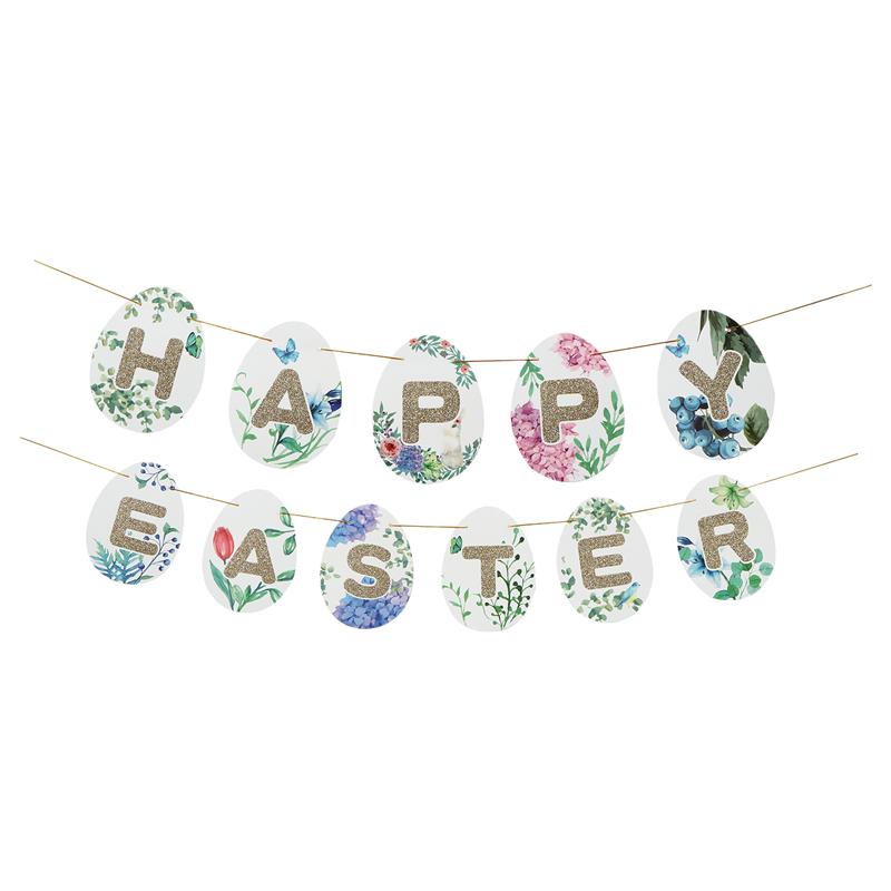 1 ensemble joyeux pâques papier bannière pâques fête bannière pâques suspendus décor pâques jour accessoires