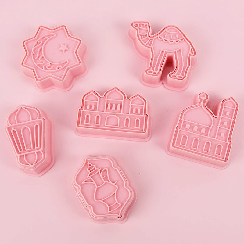 6Pcs Eid Mubarak Cookies Cutter Mould Ramadan Diy Cakevorm Ramadan Kareem Party Muffin Decoratied Stempel Gereedschap