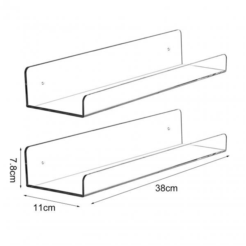 Estante de acrílico transparente para almacenamiento de libros, repisa flotante de pared, organizadores de cosméticos, para oficina y hogar, 2/3/4 unidades