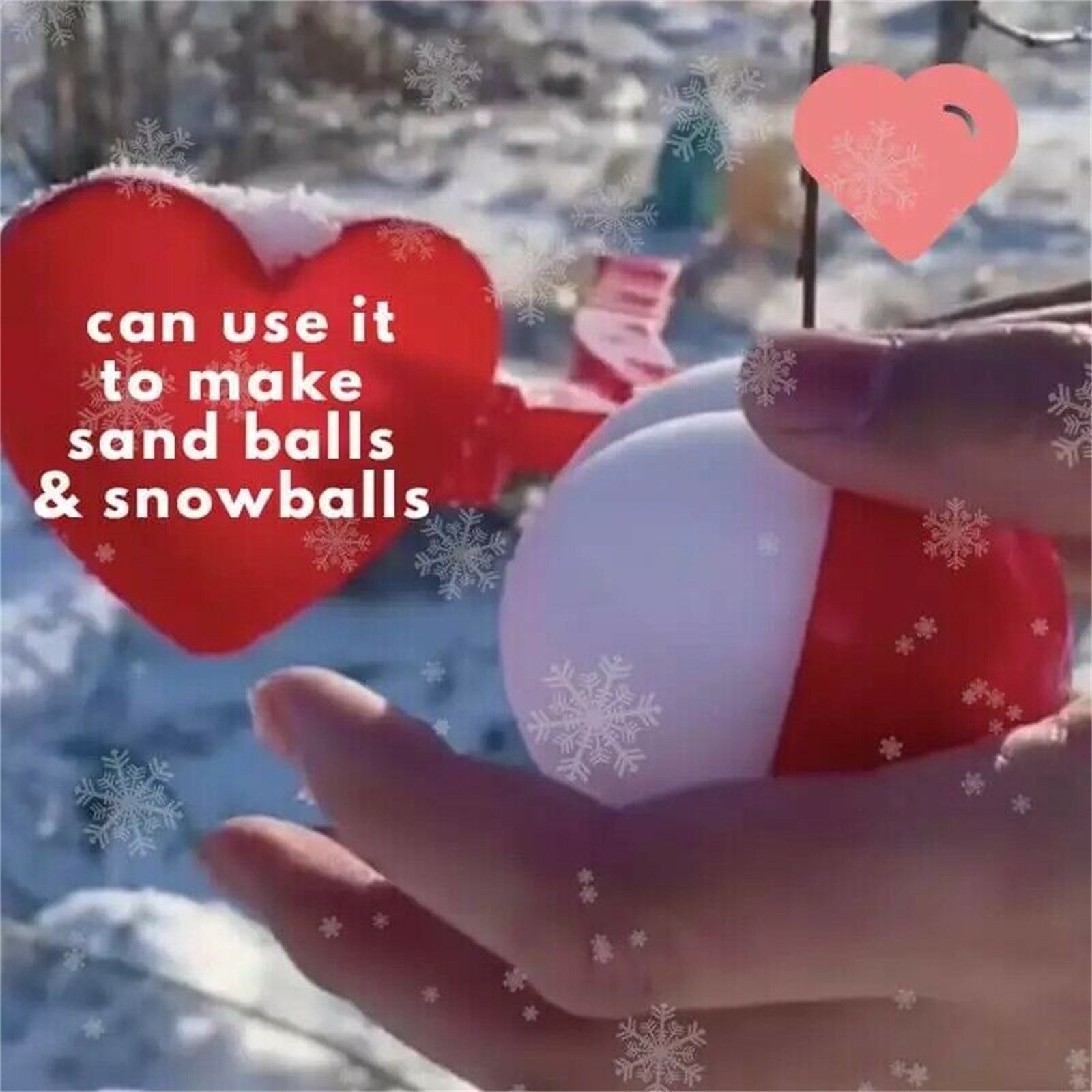 Rood Hart Sneeuwbal Maker Winter Plastic Sneeuwbal Maker Clip Kids Outdoor Mold Speelgoed Zomer Strand Zand Mallen Speelgoed