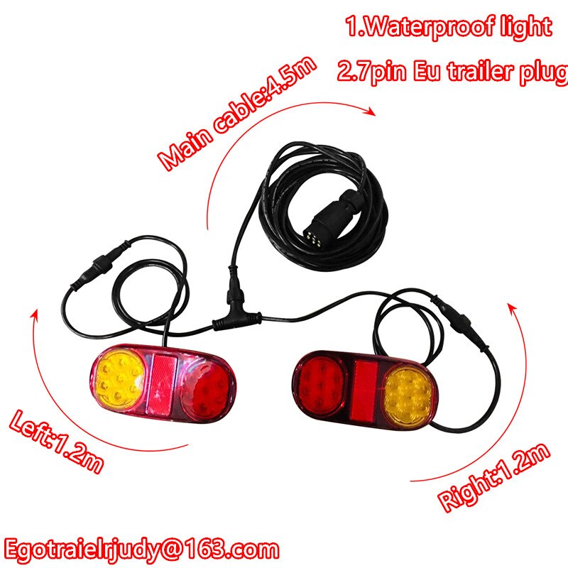 Ego trailer LED trailer tail lights lamp kit trailer lights cable waterproof 12V trailer parts , TRAILER SIDE ONLY