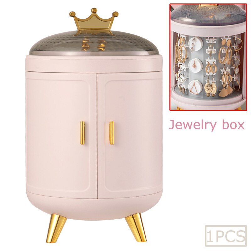 Luxus Dreh Schmuck Lagerung Kasten Haushalt Ohrringe Halskette Anzeige Stand Hohe Kapazität retro Bildschirm Schmuck Organizer fallen: Rosa Schmuck Kasten