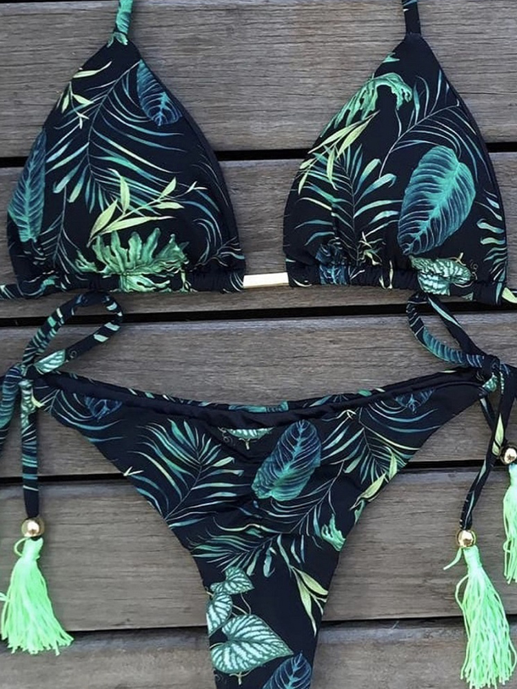 Sexy Bikini Set 2 piece Stamp Sport Swimwear Women Beachwear Push-Up Padded Swimsuit Bodysuit Exquisite Bather: M / Mint
