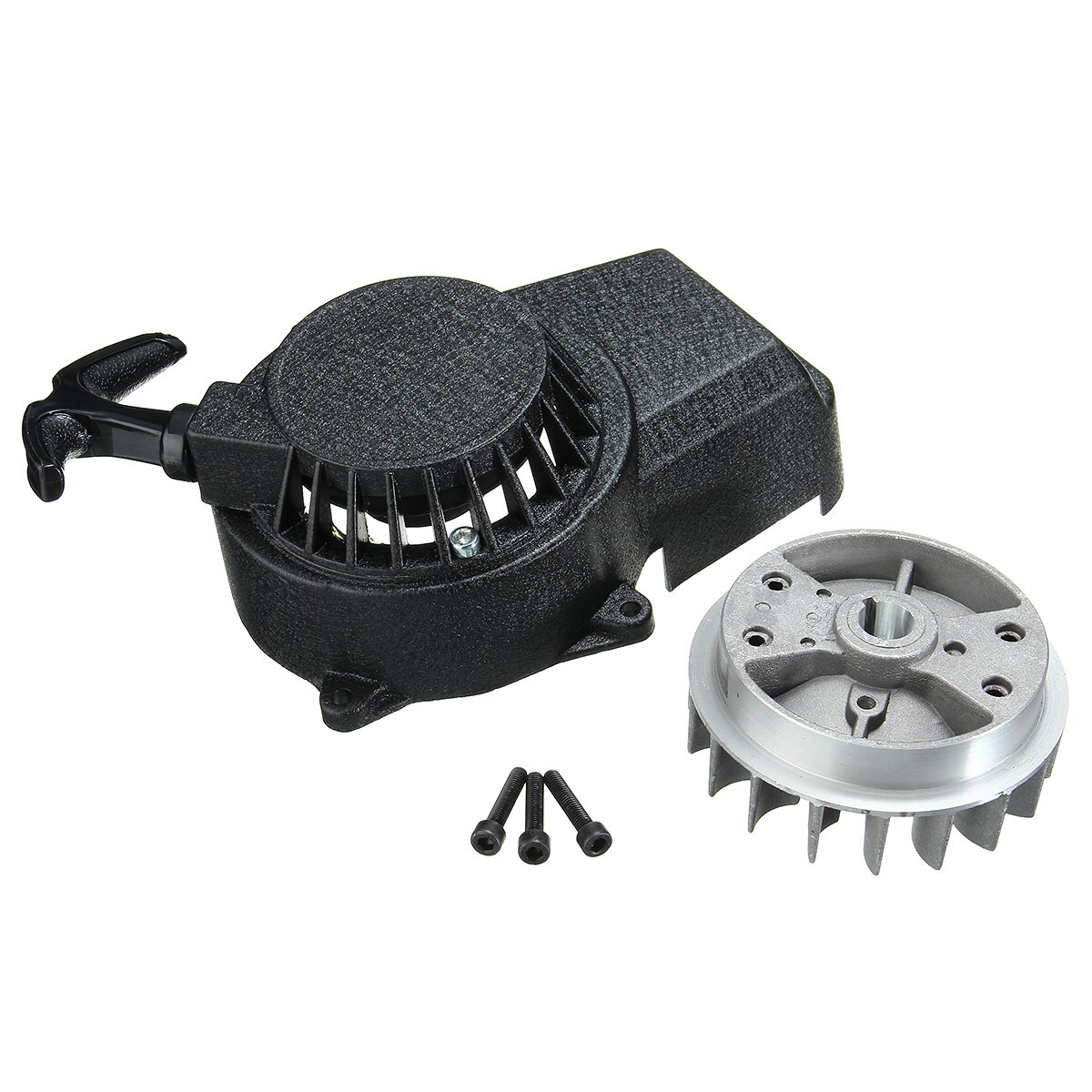 47cc 49cc motorcykel 2- takts pull start pull starter svänghjul legering för mini motorcykel smuts atv fyrhjuling: Svart