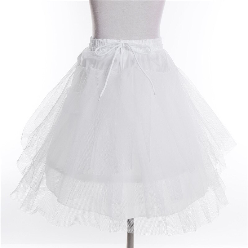 Bloem Meisje Petticoat Meisje Tutu Rok 3 Lagen A-lijn Geen Hoop Wedding Onderrok Wit Crinoline Slip Meisje Pluizige Petticoat