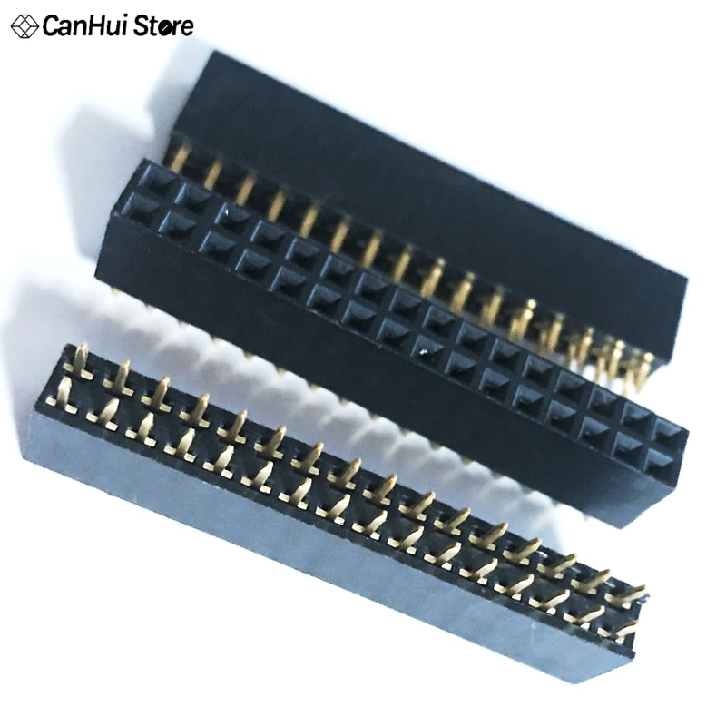 10Pcs 32 Pins Double Row 2x16 2*16 p 32P Ways 2.54mm Spacing Female Pin Header Connector PTH Header Female Header Connector PCB