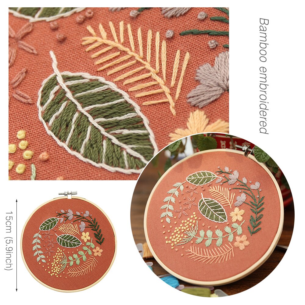 DIY Embroidery Needle Punch Hoop Kit Cross Stitch Set Stamped Embroidery Starter For Handmade Beginner DIY Home Decoration