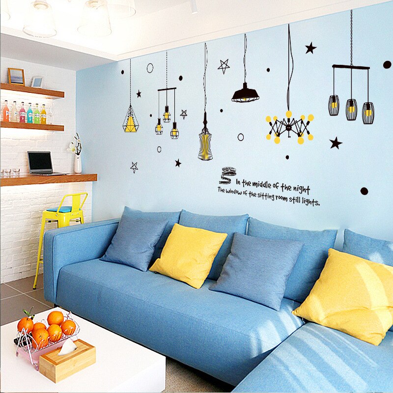 240*106cm Large Chandelier Wall Stickers Light Bulb Home Decor Art Vinyl DIY Wall Decals Light Home Decoration