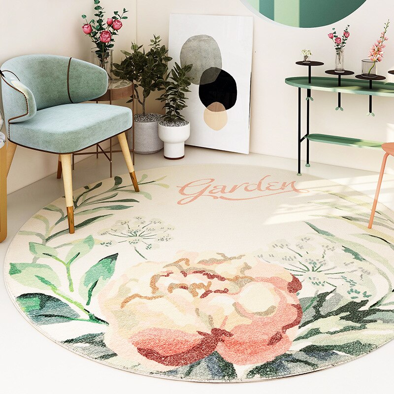 Zachte Wol Ronde Mat Pioen Bloem Deurmat Ronde Vloer Tapijt Tapijt Woonkamer Slaapkamer Speelkleed Voor Baby Yoga Mat tatami Tapete