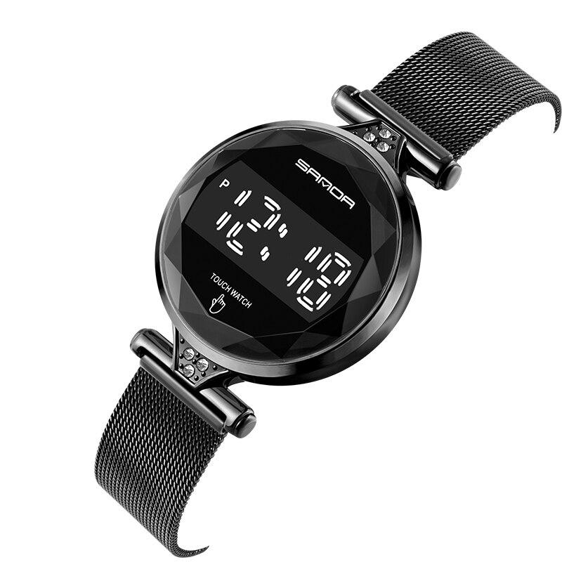 Montre numérique pour hommes écran tactile LED montre électronique de luxe or étanche montre noire montres en acier inoxydable