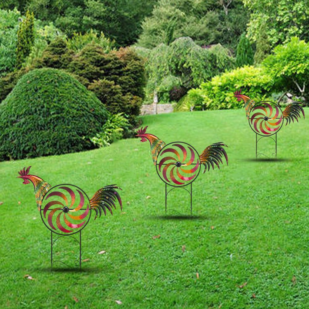 1pc Metal Windmill Rooster Wind Spinners Statue Handmade Outdoor Garden Lawn Courtyard Decoration Ornament