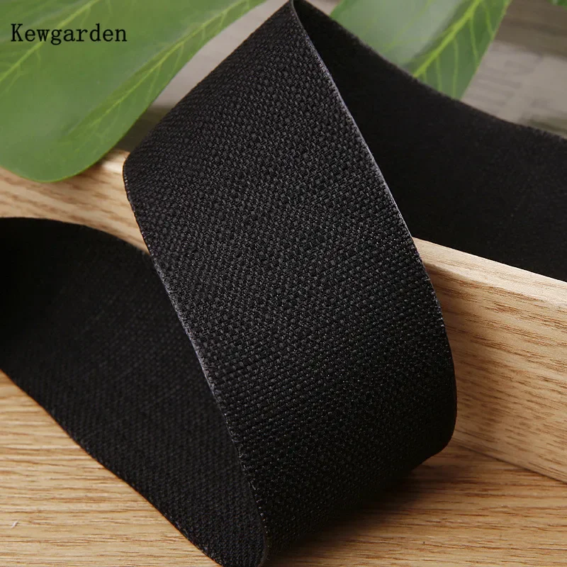 Kewgarden 40mm 1,5 "cinta de lino y algodón DIY lazos para el cabello accesorios de costura cinta hecha a mano manualidades 10 yardas: Negro