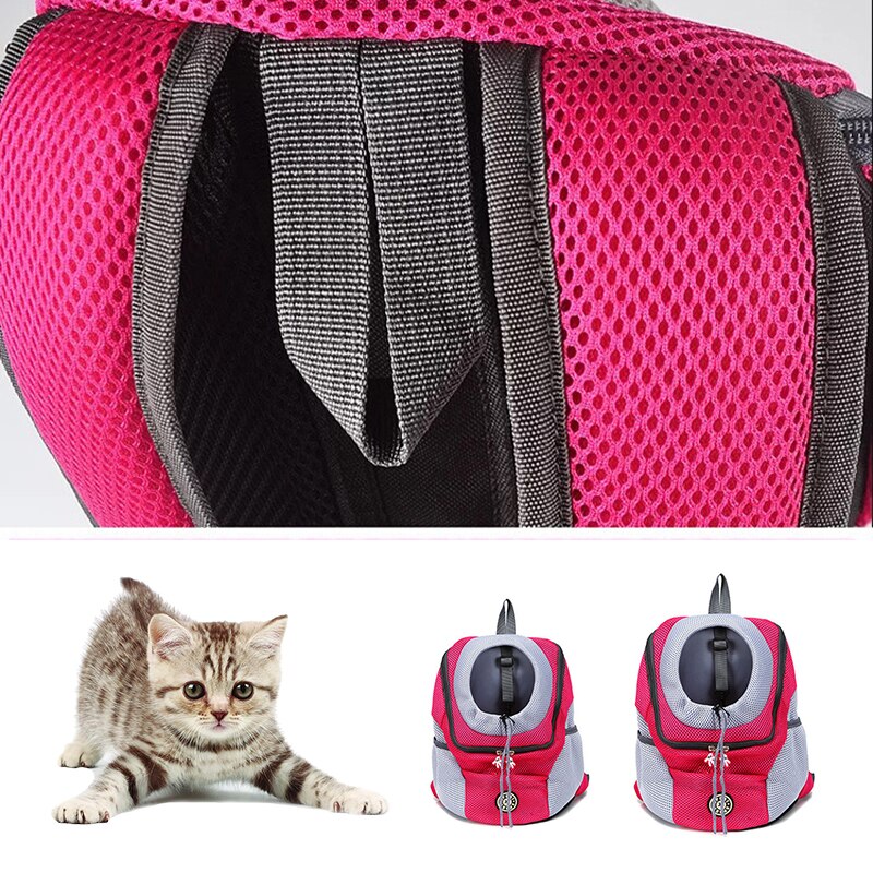 Outdoor Hond Draagtas Hond Front Zak Dubbele Schouder Draagbare Rugzak Mesh Rugzak Hoofd Voor Hond Kat kijken