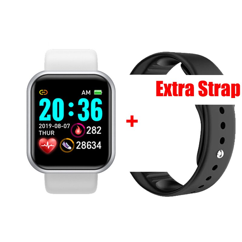 Smart Uhr Männer Herz Rate Fitness Tracker Sport Blutdruck Monitor Smart Uhr D20 Frauen Smartwatch für Android IOS: white add black