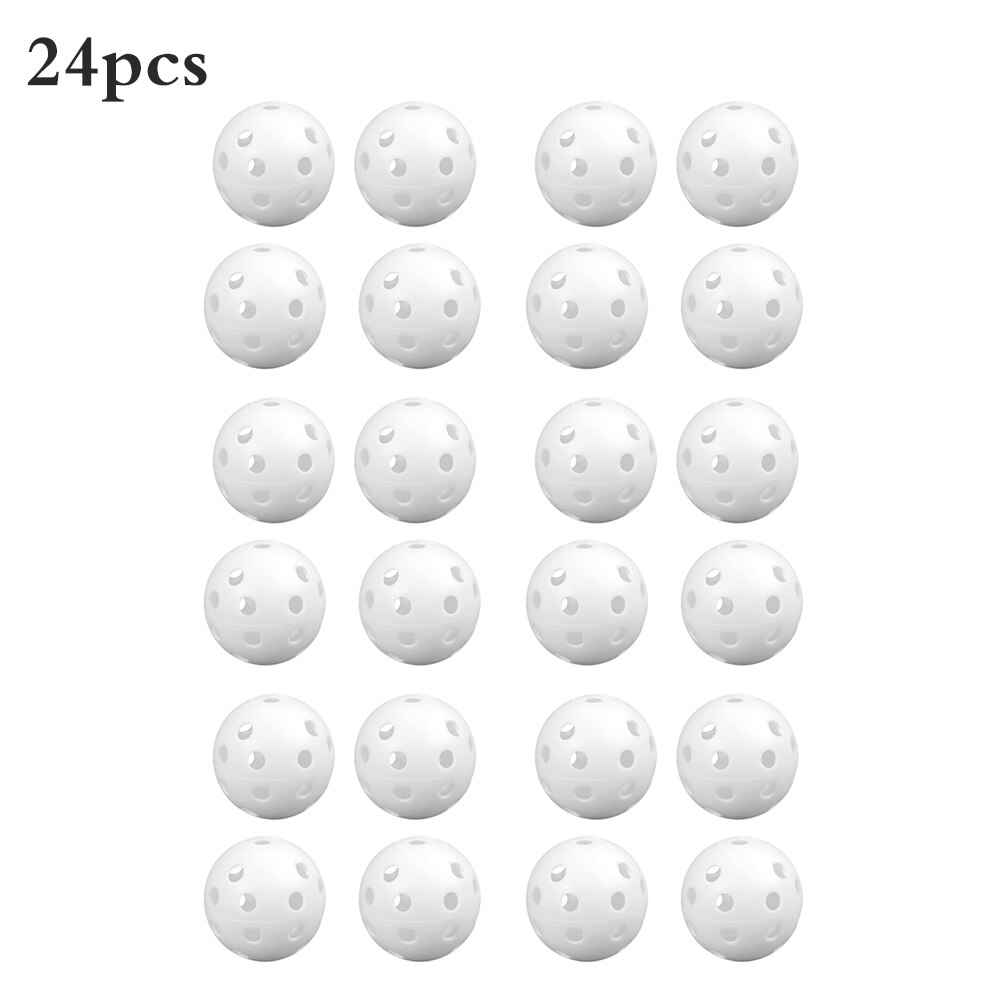 24 st golfboll plast ihålig sport träning vit golfboll runda golf övning boll golf tillbehör för utomhuslek: Vit