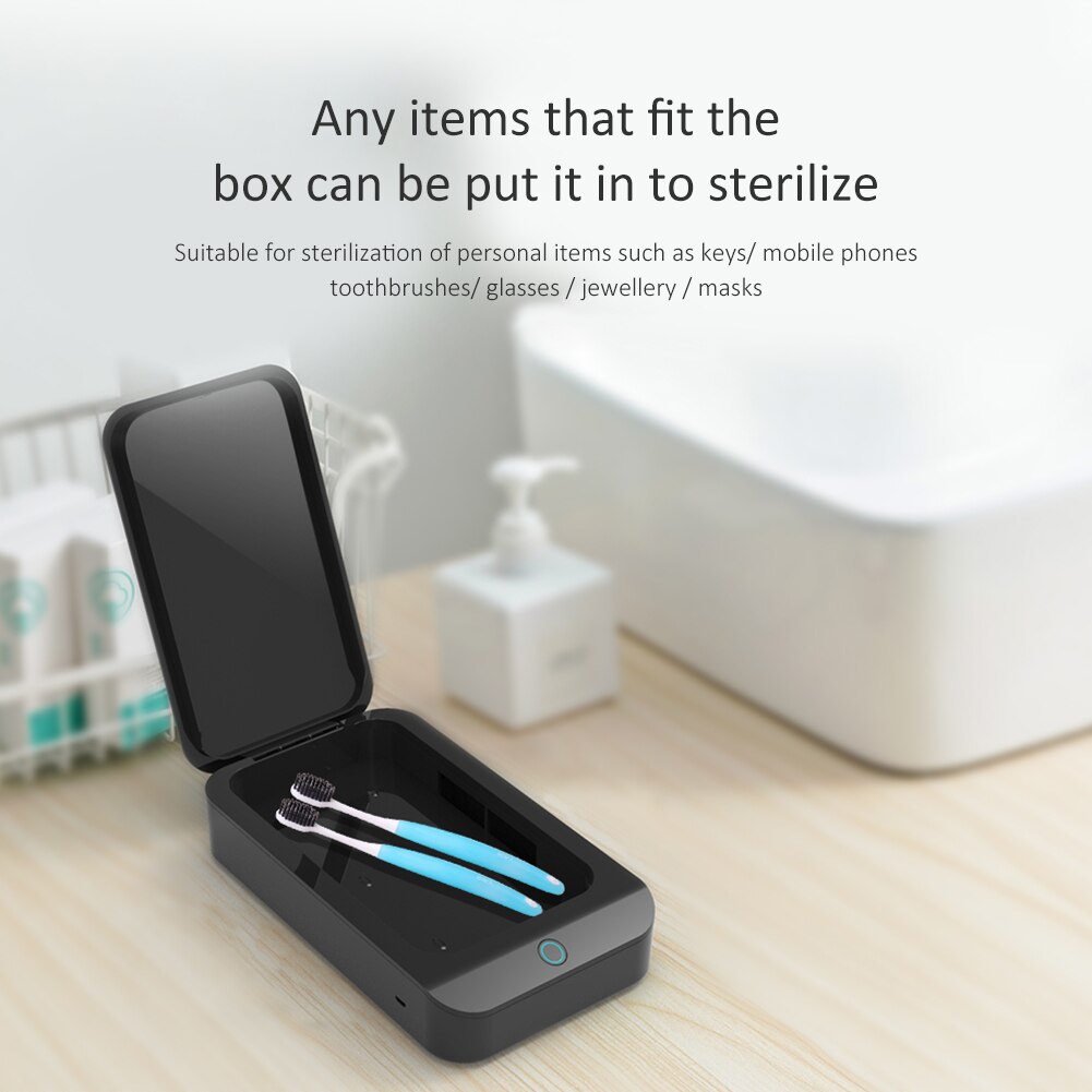 Draagbare 2W Uv Telefoon Sterilisator Box Mobiele Telefoon Desinfector Persoonlijke Sanitizer Sieraden Ultraviolet Horloge Thuis Desinfecteren Kast