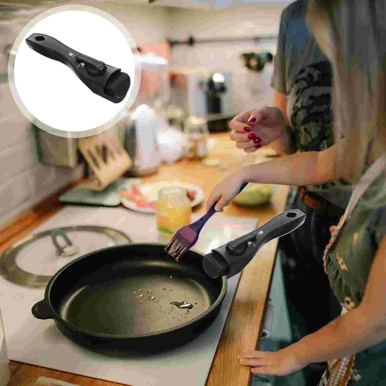 1Pc Zwart Universele Koekenpan Handvat Hittebestendig Bakeliet Grip Pan Handvat Accessoires Verwisselbare Handgreep Pan Keuken Gereedschap: Default Title