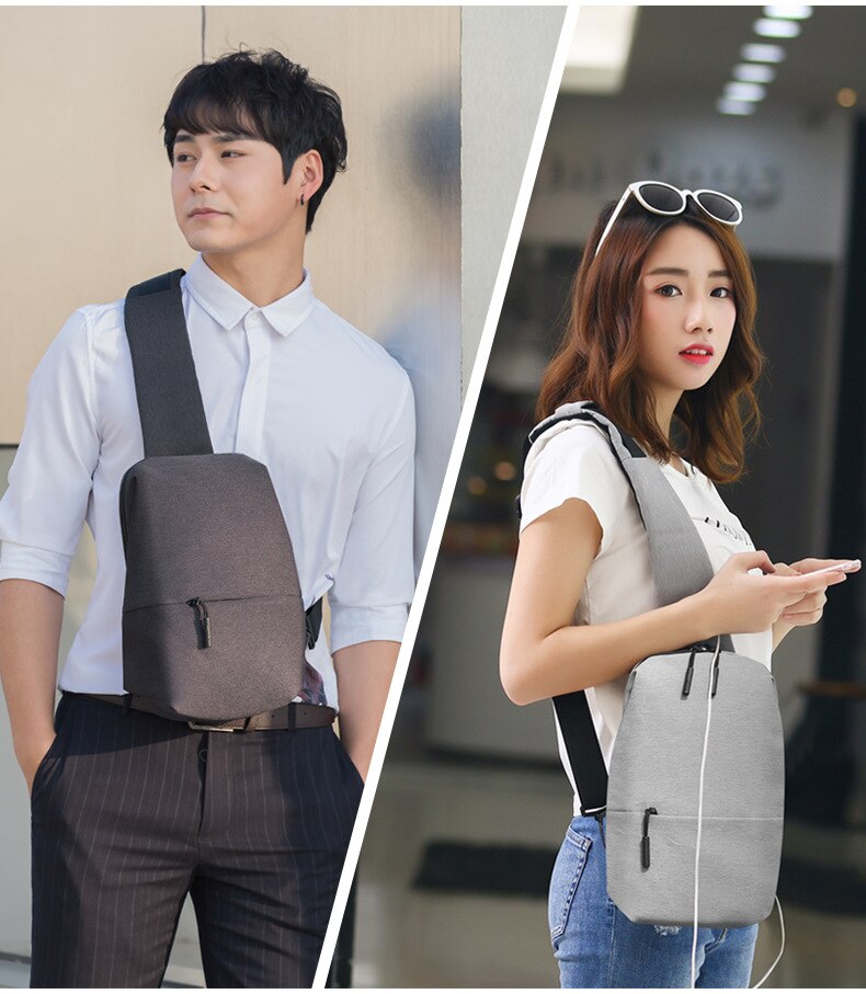 Casual borsttas usb oplaadbare unisex schouder crossbody multifunctionele effen kleur oxford borsttas