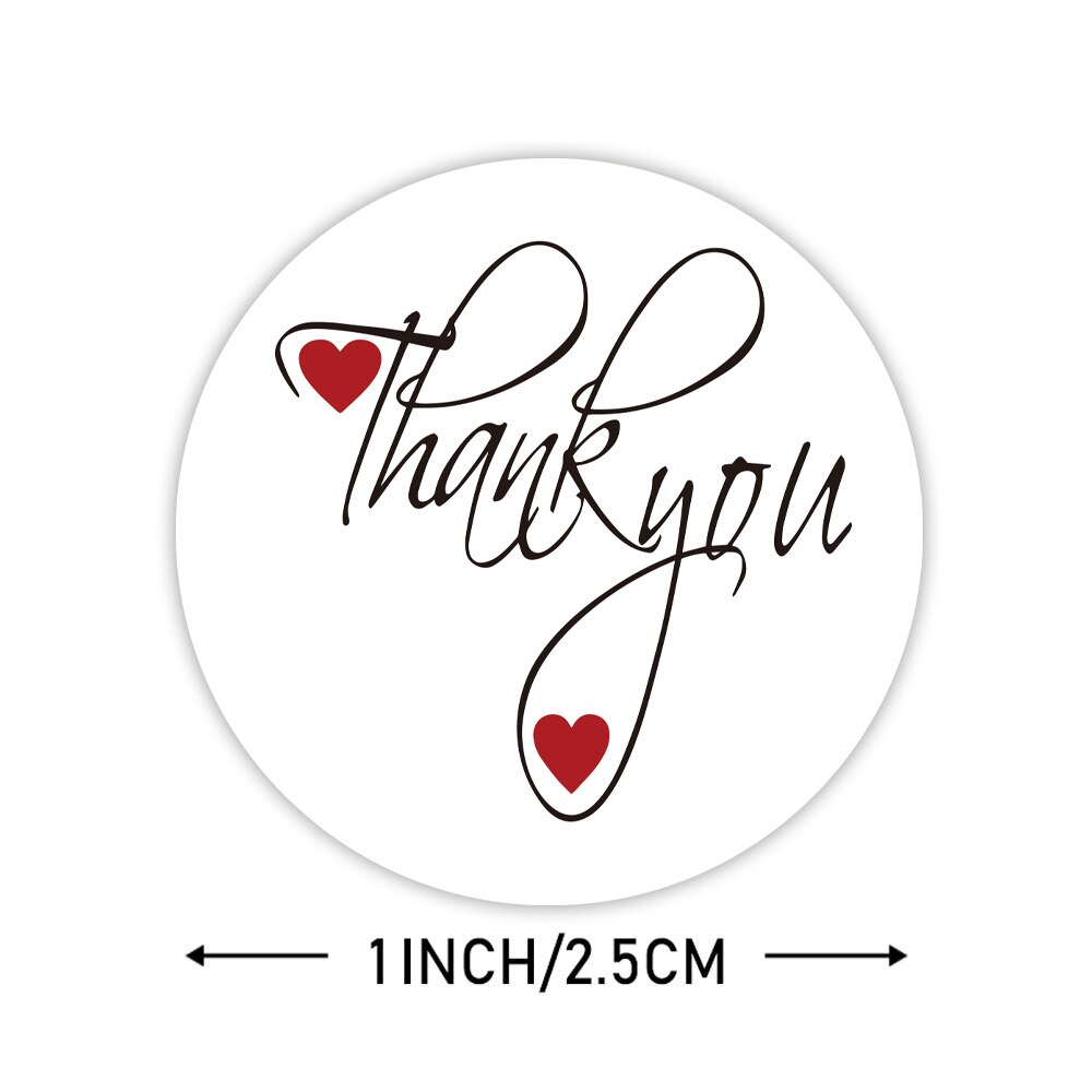 500Pcs Round Thank You Stickers With 4 Style Red Heart Labels For Wedding Pretty Cards Envelope Sealing Label Stickers Roll