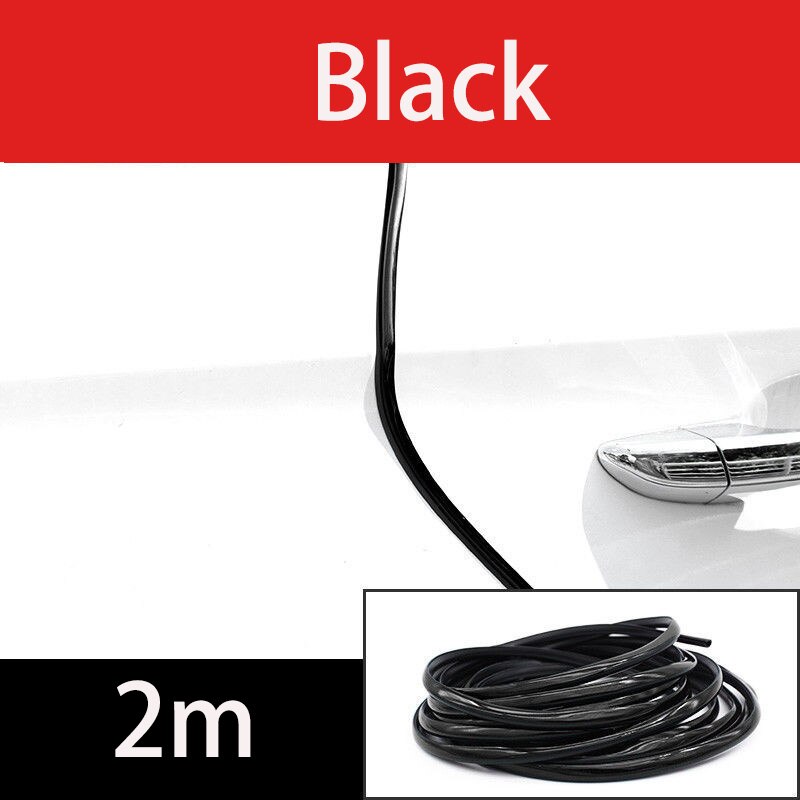 Chrom Auto Tür Rand Schutz Streifen Lärm Isolation Dicht Auto Tür Gummi Dichtung Streifen Klang Isolierung Tür Schutz: Schwarz 2m