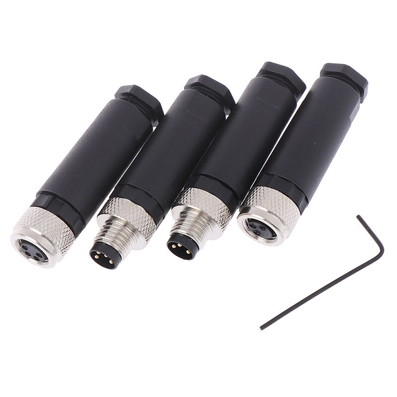 1Pcs M8 Sensor Connector Waterproof Male&female Plug Straight Angle Screw Threaded Coupling 3pin 4 Pin