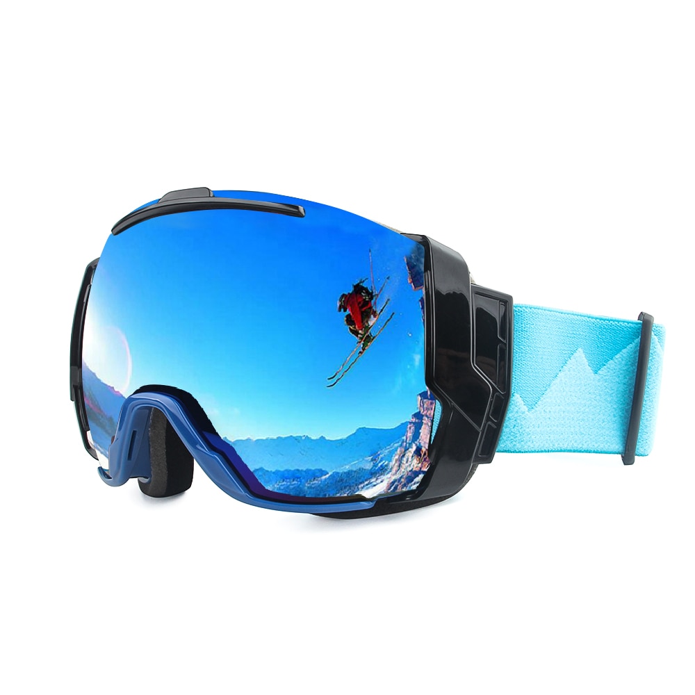 Skibril UV400 Anti-Fog Met Zonnige Dag Lens En Bewolkte Dag Lens Opties, snowboard Zonnebril Dragen Over Rx