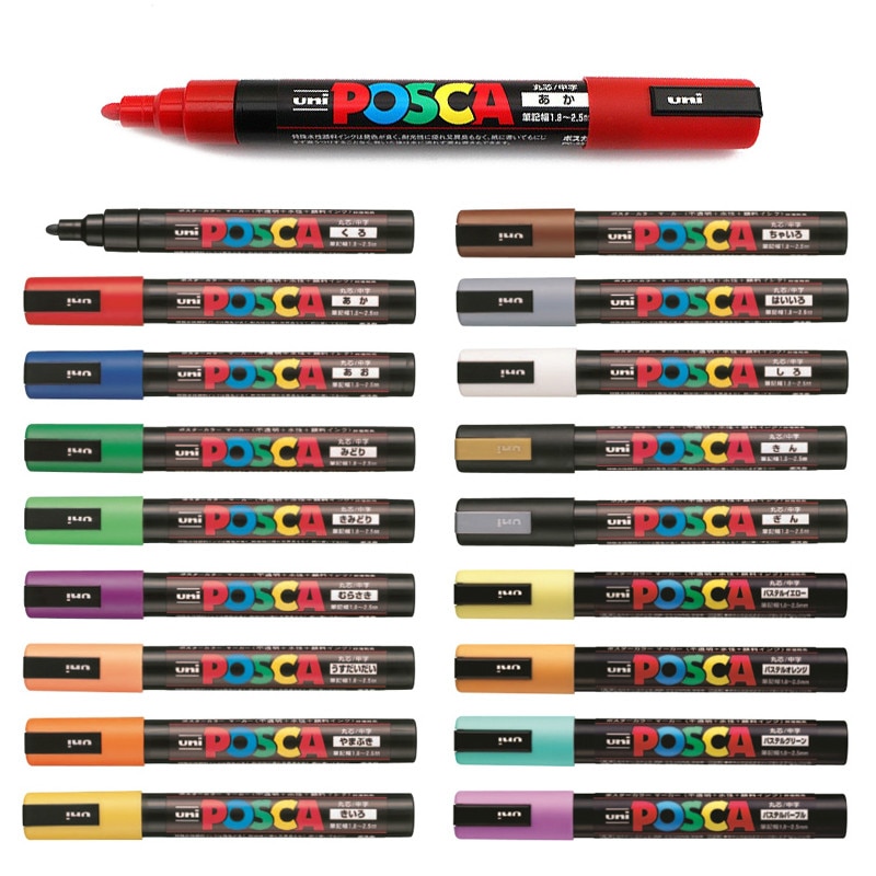 Posca PC-5M Farbigen Mangel Marker Stifte Schule Schreibwaren Büro Liefert Kunst Marker Mittel Spitze 1,8-2,5mm 17 Farbe Marker Stift