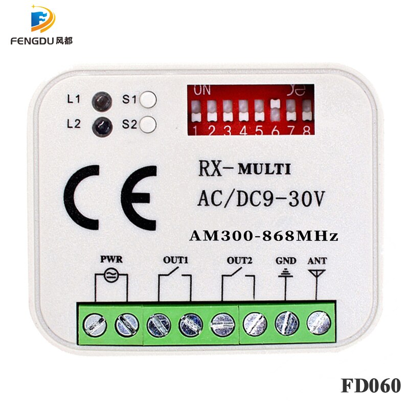 300-900MHz Multiple frequencies Universal Receiver 2 Channel 868.3MHZ remote control Receiver
